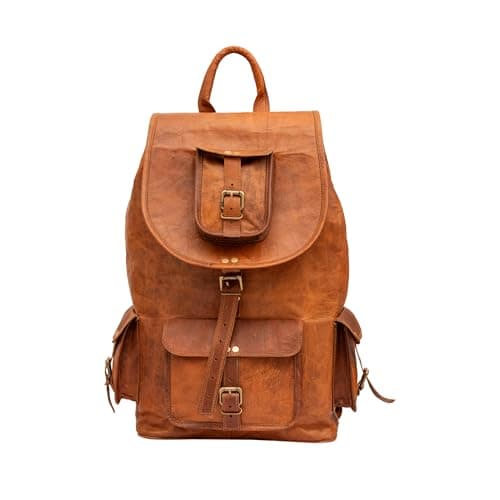 TWARA Vintage Full Grain Leather 17" Laptop Backpack