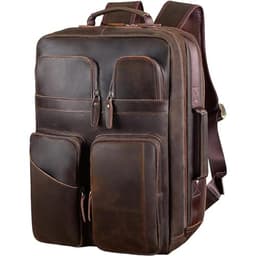 TIDING Full Grain Leather 17.3" Laptop Backpack