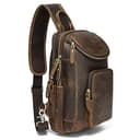 LANNSYNE Vintage Full Grain Leather Sling Bag
