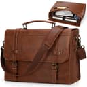 RAINSMORE 17" Vintage Leather Messenger Laptop Bag