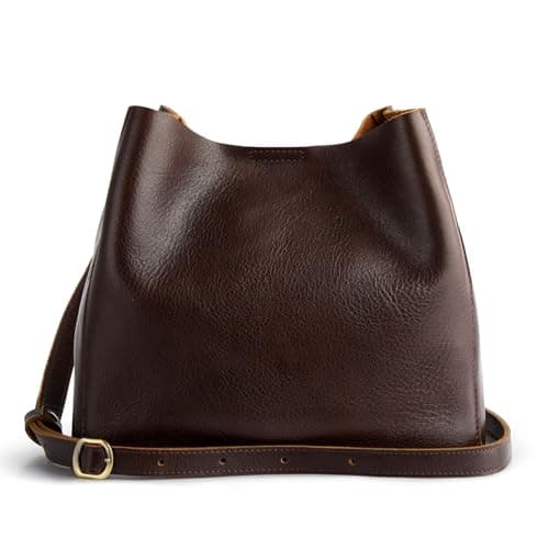 S-ZONE Full-Grain Cattle Leather Bucket Purse