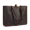 S-ZONE Genuine Leather Large Shoulder Work Tote