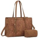 LOVEVOOK 15.6" Vintage Leather Laptop Work Tote