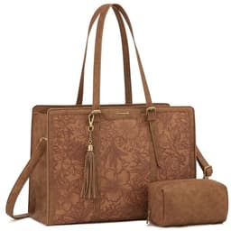 LOVEVOOK 15.6" Vintage Leather Laptop Work Tote