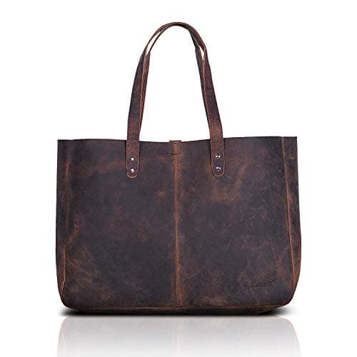 KomalC Buffalo Distressed Leather Tote (18.5 in)