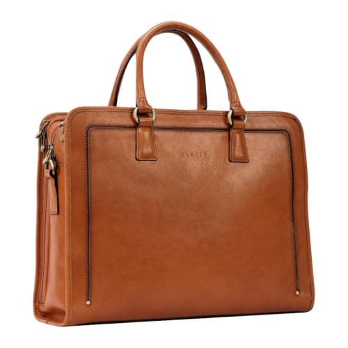 Banuce Italian Full Grain Leather Briefcase for Women (15.6")