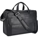 Masa Kawa Black Leather 17" Laptop Briefcase