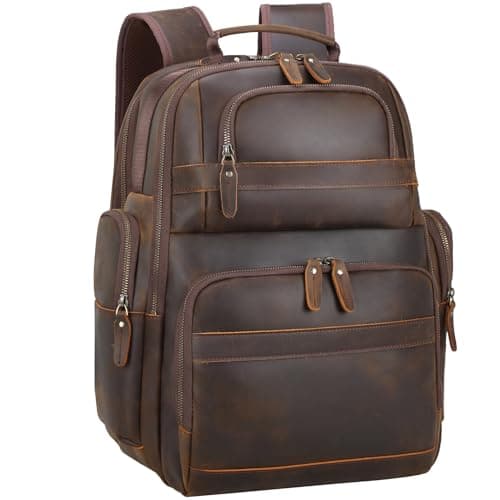 TIDING Full Grain Leather 15.6" Backpack