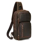 LANNSYNE Full Grain Cowhide Sling Bag (fits 12.9" iPad Pro)