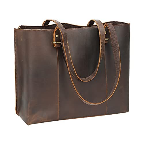 TIDING Full Grain Leather Work Tote