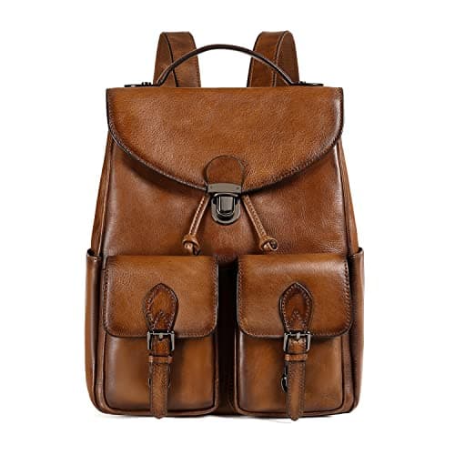 COOLCY Vintage Genuine Leather Backpack Purse
