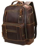 LANNSYNE Vintage Full Grain Leather 15.6" Rucksack (24L)