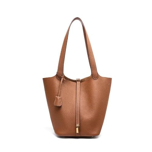 TOGO Full-Grain Leather Bucket Bag (8.9 x 7.7 x 12.2 in)